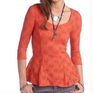 Free People | Daisy Pontelle Lace Peplum Boho Chic Feminine Top Size XS